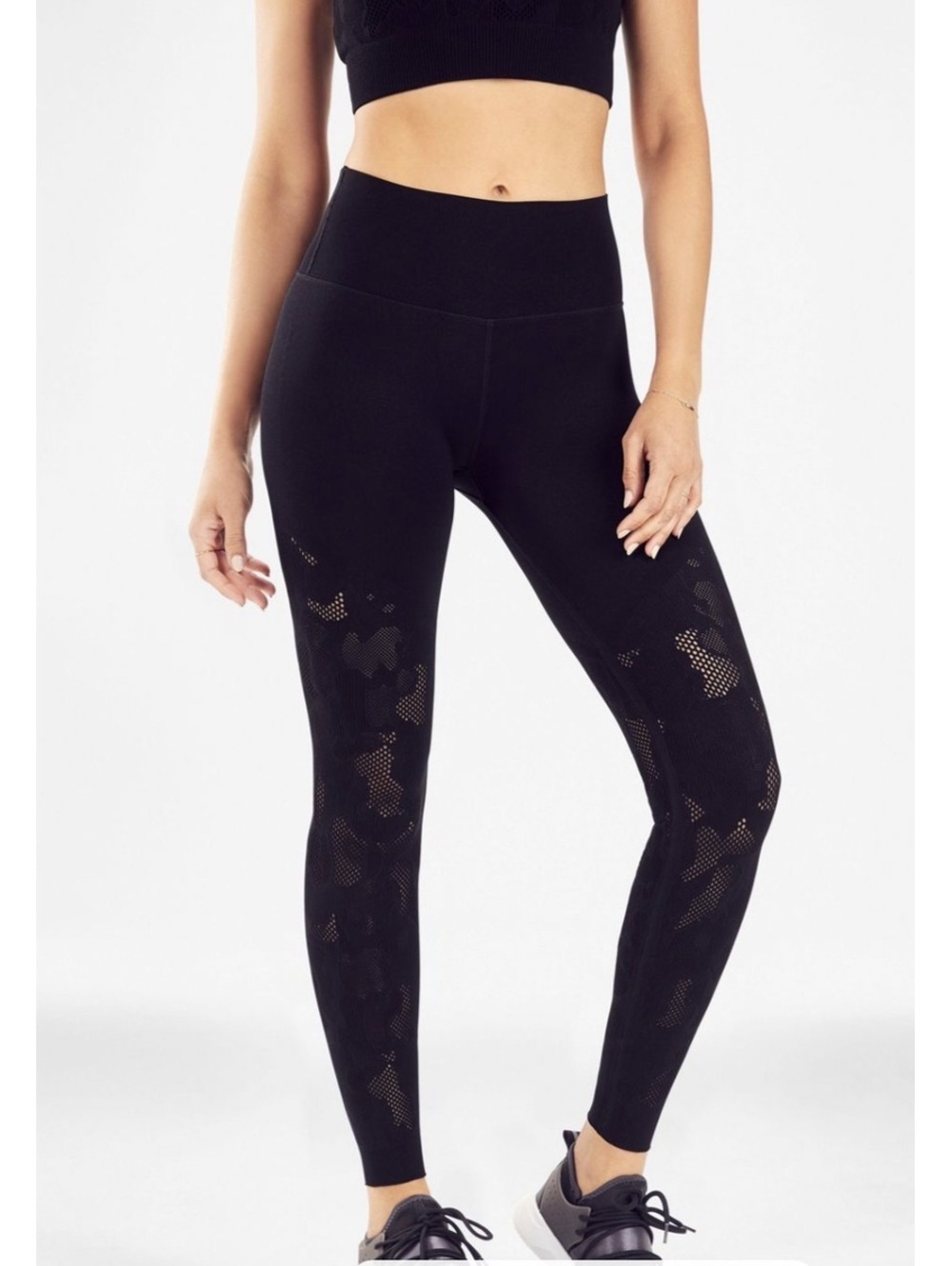 Fabletics High Waisted SculptKnit Black Leggings Compression Toning Pants Size M